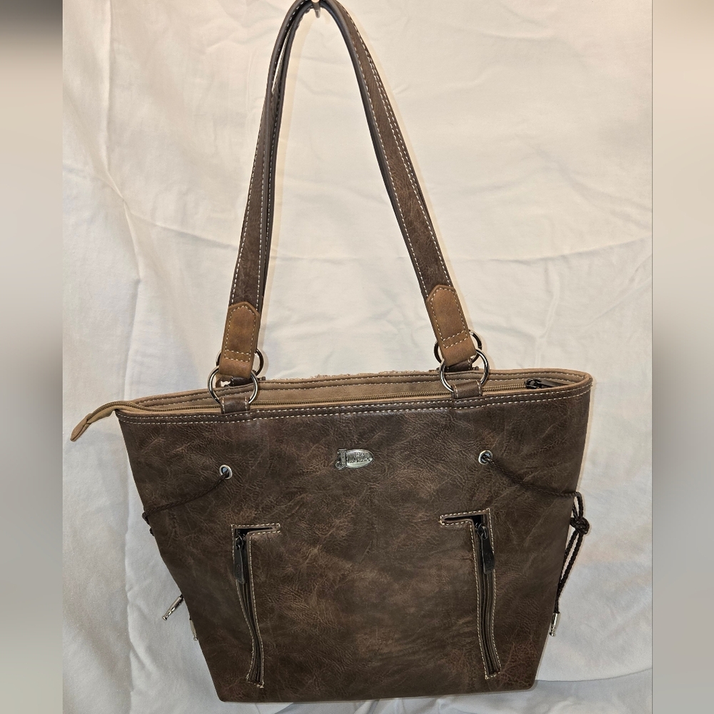 Justin Boots Tan and Brown Tote with Lace Accent - Picture 2 of 10